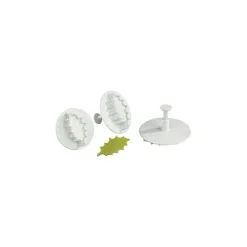 Emporte Pièce - Découpoir Pâtisserie*MALLARD FERRIERE 3 Découpoirs Grande Feuille de Houx à Poussoir