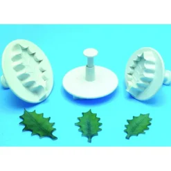 Emporte Pièce - Découpoir Pâtisserie*MALLARD FERRIERE 3 Découpoirs Petite Feuille de Houx à Poussoir