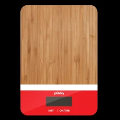 Balance De Cuisine*PEBBLY Balance de Cuisine Electronique Bambou Rectangle Rouge 23 x 16 cm