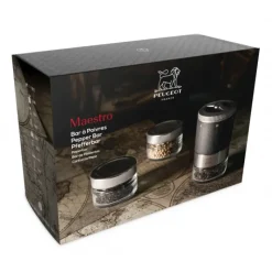 Moulin*PEUGEOT Bar à poivre Maestro avec Moulin, Réservoirs et 3 poivres