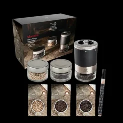 Moulin*PEUGEOT Bar à poivre Maestro avec Moulin, Réservoirs et 3 poivres