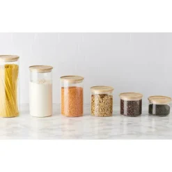 Conservation*MASTRAD Bocal en Verre 1,75 L avec Couvercle Bambou Stor'eat