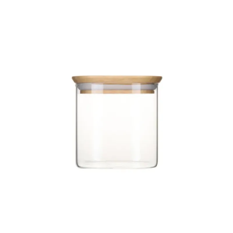 Conservation*PEBBLY Boîte de Conservation en Verre et Bambou Carré 800 ml