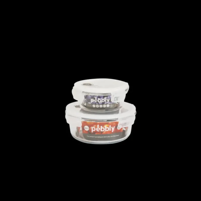 Plat De Cuisson|Conservation*PEBBLY Boîte de Conservation en Verre Rond 400 ml