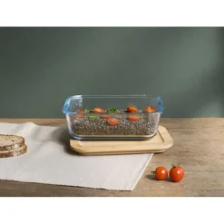 Conservation*PEBBLY Boîte de Conservation en Verre et Bambou Rectangle 1520 ml