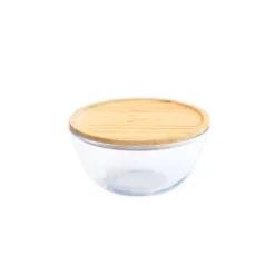 Plat De Cuisson|Conservation*PEBBLY Boîte de Conservation en Verre et Bambou Rond 770 ml