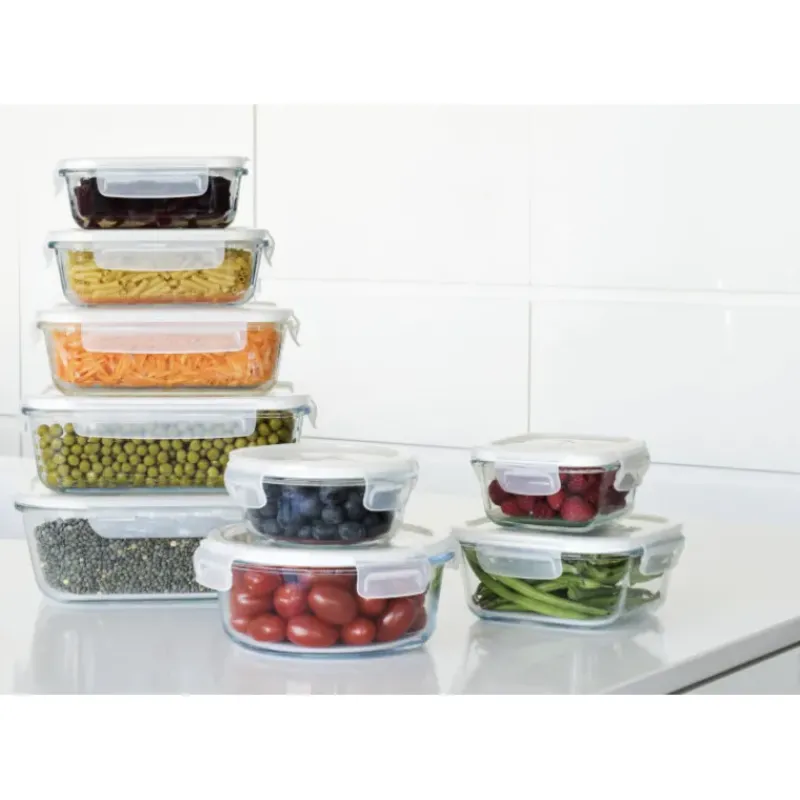 Plat De Cuisson|Conservation*PEBBLY Boîte de Conservation en Verre Rectangle 1,5 L