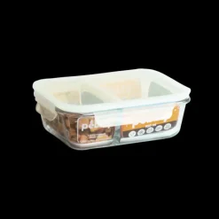 Conservation*PEBBLY Boîte de Conservation en Verre avec Compartiments Rectangle 950 ml
