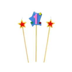Décoration Gâteau*GATODECO Bougie Chiffre 1 avec 2 bougies étoiles Gatodéco
