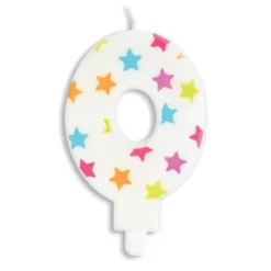 Décoration Gâteau*SCRAPCOOKING Bougie Chiffre 0 Blanche à Etoiles Multicolores