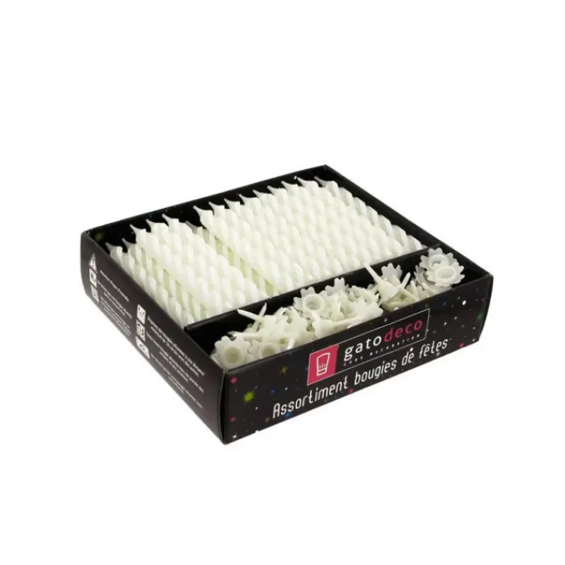 Décoration Gâteau*GATODECO Bougies Blanches avec Supports (x70) Gatodéco