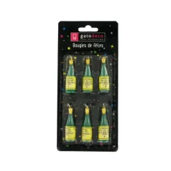 Décoration Gâteau*GATODECO Bougies Bouteilles de Champagne (x6) Gatodéco