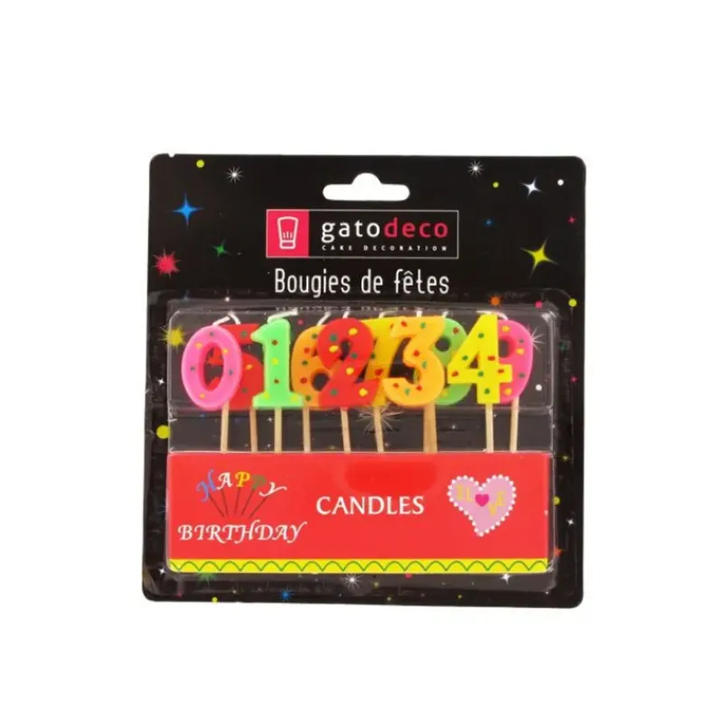 Décoration Gâteau*GATODECO Bougies Chiffres sur Piques Assorties (x10) Gatodéco