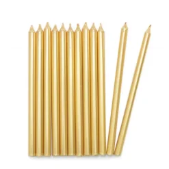 Décoration Gâteau*SCRAPCOOKING Bougies Longues Dorées 12 cm (x12)