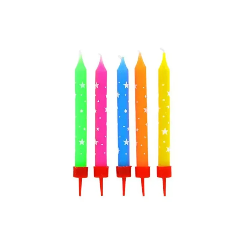 Décoration Gâteau*GATODECO Bougies Multicolores à Etoiles Blanches (x10) Gatodéco