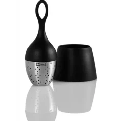 Vaisselle*ADHOC Boule à Thé avec Support Noir Ø 4 cm x H 12,5 cm