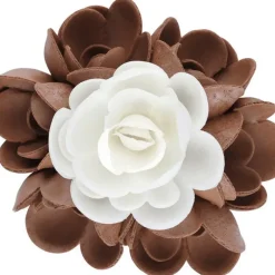 Décoration Comestible*FLORENSUC Bouquet Fleur Azyme 10 cm Blanc et Marron 5 cm (x6)
