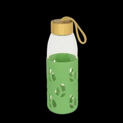 Carafe, Pichet*PEBBLY Bouteille en Verre avec Protection Silicone Vert 55 cl