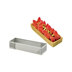 Cercle À Patisserie*MALLARD FERRIERE Cadre à Tarte Rectangle Inox Perforé 24x8 cm H.2 cm