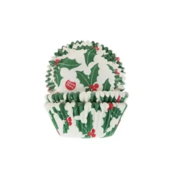 Moules En Papier*HOUSE OF MARIE Caissette Cupcake Houx de Noël (x50)