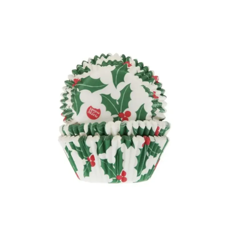 Moules En Papier*HOUSE OF MARIE Caissette Cupcake Houx de Noël (x50)