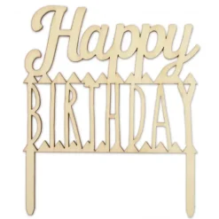 Décoration Gâteau*SCRAPCOOKING Cake Topper Bois Happy Birthday 12 cm