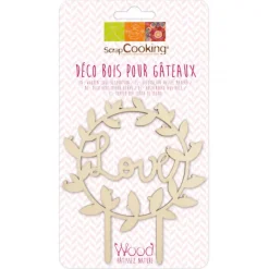 Décoration Gâteau*SCRAPCOOKING Cake Topper Bois Love 12,5 cm