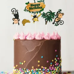 Décoration Gâteau*PATISDECOR Cake Topper Happy Birthday Singes (x5) Patisdécor