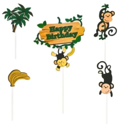 Décoration Gâteau*PATISDECOR Cake Topper Happy Birthday Singes (x5) Patisdécor