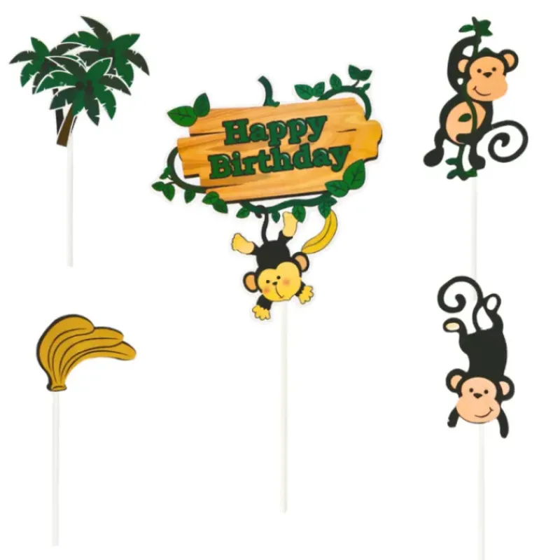 Décoration Gâteau*PATISDECOR Cake Topper Happy Birthday Singes (x5) Patisdécor