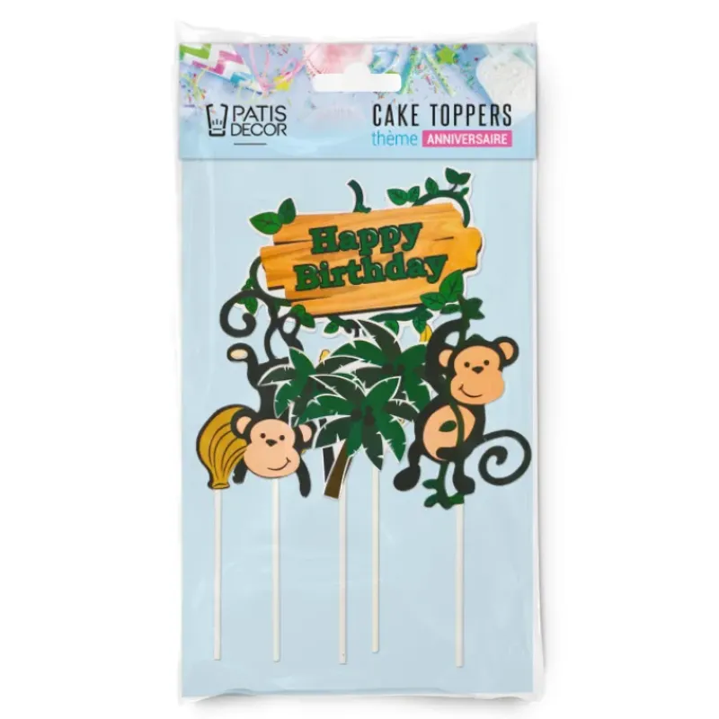 Décoration Gâteau*PATISDECOR Cake Topper Happy Birthday Singes (x5) Patisdécor