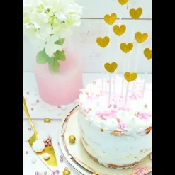 Décoration Gâteau*SCRAPCOOKING Cake Topper long 20 cm cœur doré (x10)