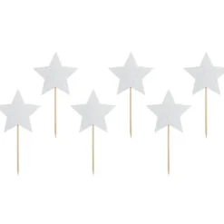 Décoration Gâteau*PARTYDECO Cake Toppers Étoiles Argent (x6)