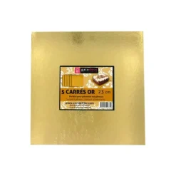 Présentoirs Pour Gâteaux*GATODECO Carrés Dorés 23 cm (x5) Gatodéco