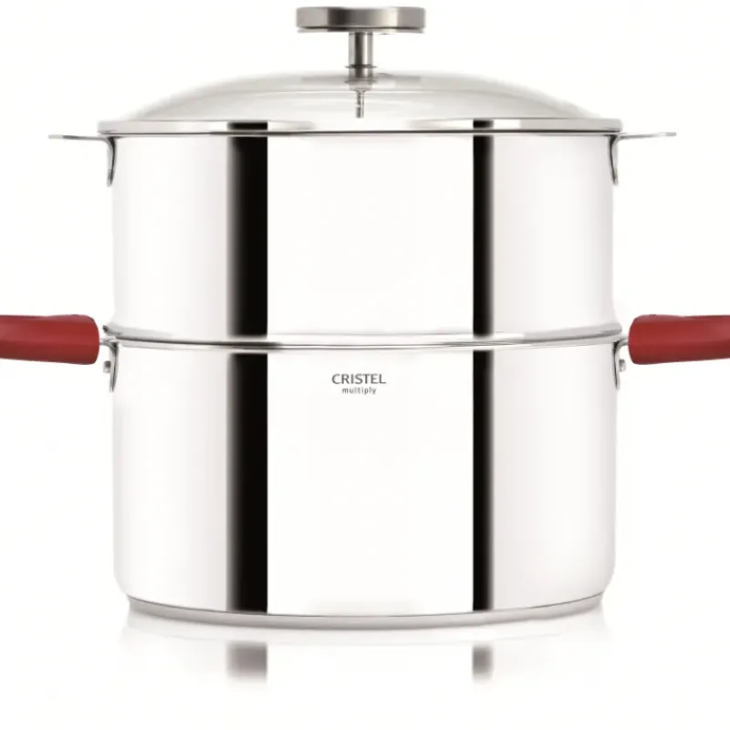 Cuiseur Vapeur|Casseroles*CRISTEL Casserole et Cuit Vapeur Inox Ø 24 cm Anses Mutine Framboise Biome