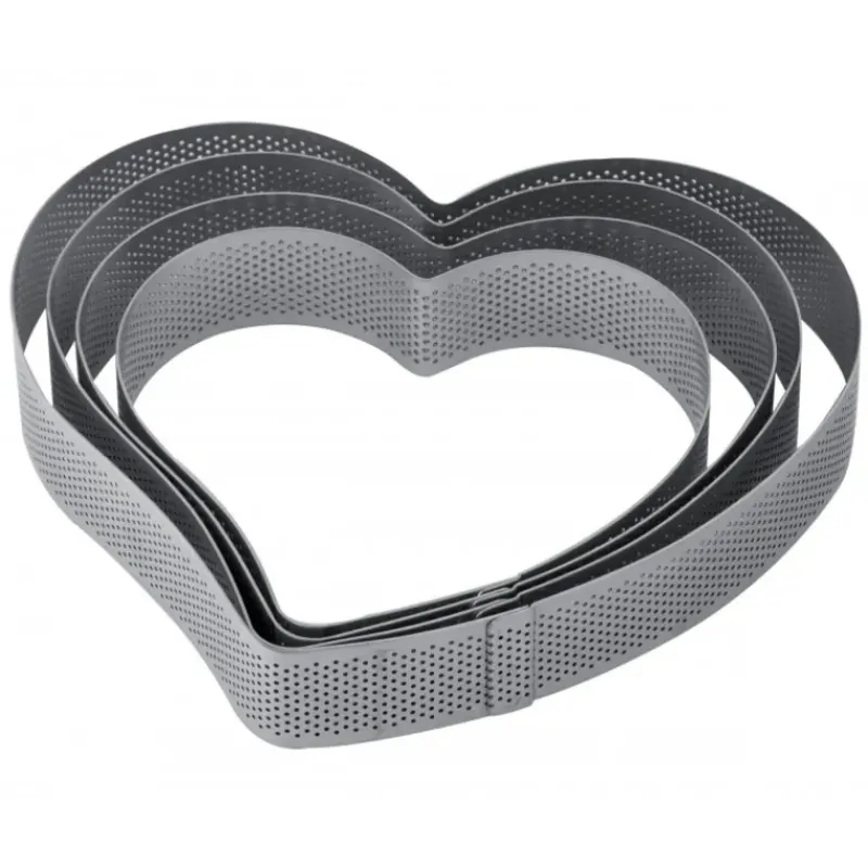 Cercle À Patisserie*PAVONI Cercle à Entremets Coeur Inox Micro-perforé 22,5 x 21 cm x H 3,5 cm