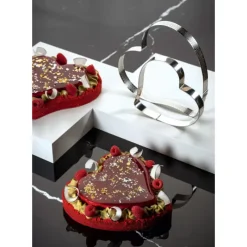 Cercle À Patisserie*PAVONI Cercle à Tarte Coeur Inox Micro-perforé 16 x 15 cm x H 2 cm