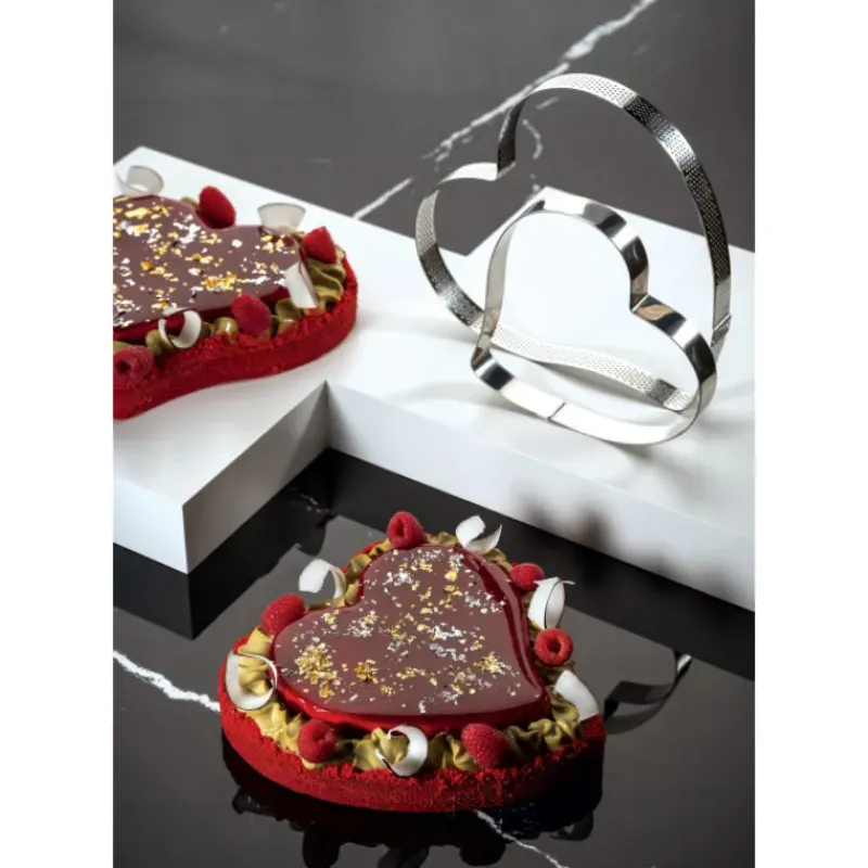 Cercle À Patisserie*PAVONI Cercle à Tarte Coeur Inox Micro-perforé 16 x 15 cm x H 2 cm