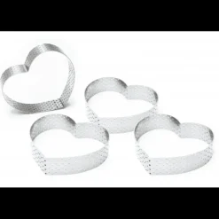 Cercle À Patisserie*SCRAPCOOKING Cercles à Tarte Individuels Perforés Cœur 7,5 x 8 cm (x4)