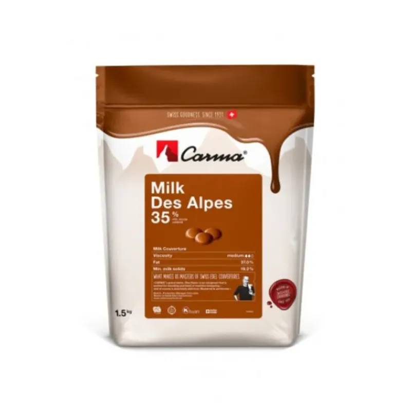 Chocolat De Couverture*CALLEBAUT Chocolat au Lait Milk des Alpes 35% 1.5 Kg Carma