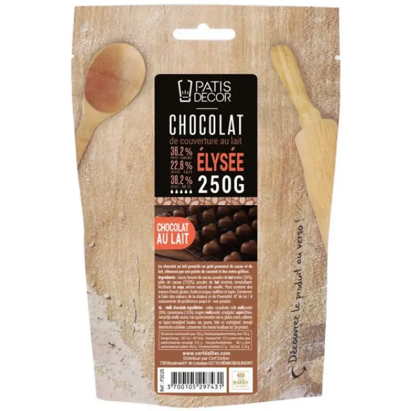 Chocolat De Couverture*PATISDECOR Chocolat de Couverture Au Lait Elysée 36% 250 g Patisdécor