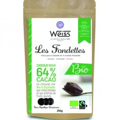 Produits Bio|Chocolat De Couverture*WEISS Chocolat Noir Bio 64% Fondettes 250g