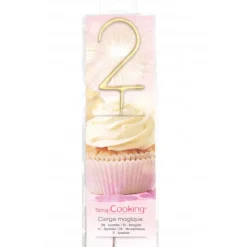 Décoration Gâteau*SCRAPCOOKING Cierge Magique Or 17,5 cm Chiffre 2