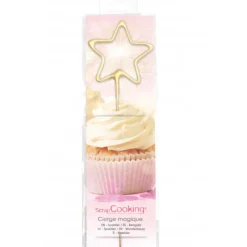 Décoration Gâteau*SCRAPCOOKING Cierge Magique Étoile Or 18,5 cm