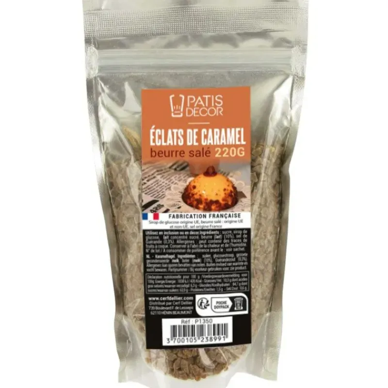 Décoration Comestible*PATISDECOR Éclats de Caramel au Beurre Salé 220 g Patisdécor
