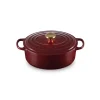 Cocotte En Fonte*LE CREUSET Cocotte en Fonte Ovale 29 cm Garnet Bouton Doré Signature