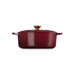 Cocotte En Fonte*LE CREUSET Cocotte en Fonte Ovale 29 cm Garnet Bouton Doré Signature