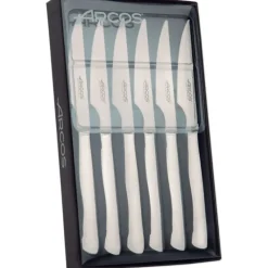 Couverts*ARCOS Coffret 6 Couteaux à Steak 11 cm Lame Lisse Acier Inoxydable