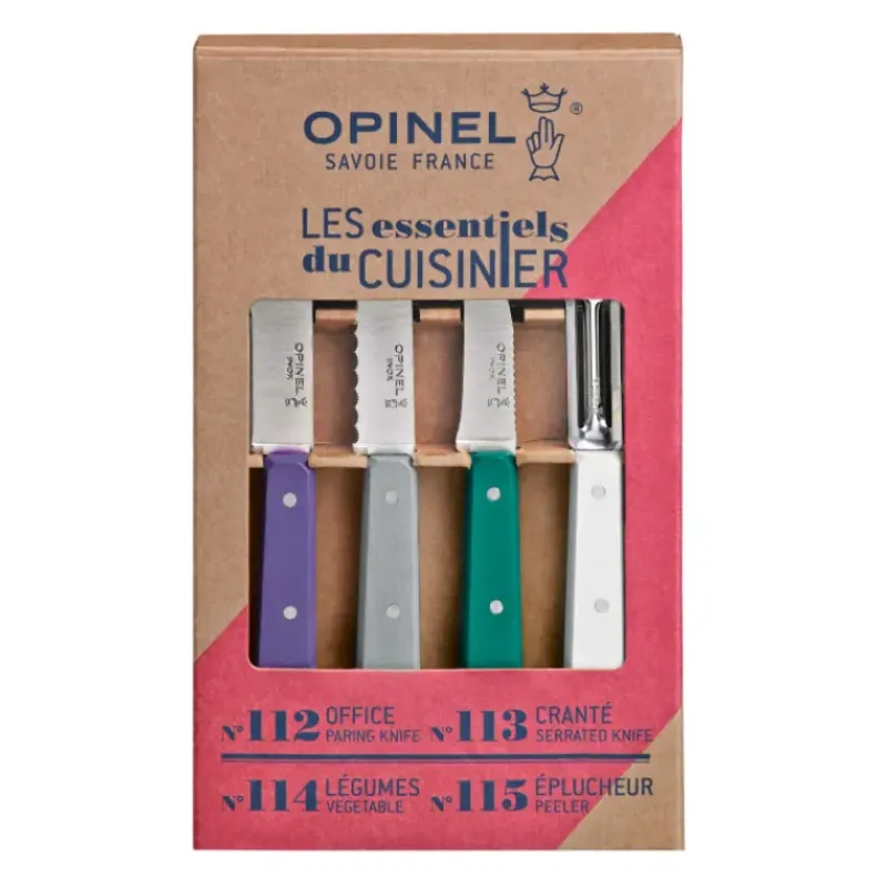 Couteau D'office|Eplucheurs, Dénoyauteur*OPINEL Coffret 3 Couteaux de Cuisine et un Eplucheur Art Déco Les Essentiels