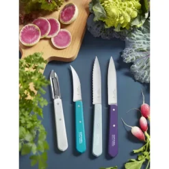 Couteau D'office|Eplucheurs, Dénoyauteur*OPINEL Coffret 3 Couteaux de Cuisine et un Eplucheur Art Déco Les Essentiels